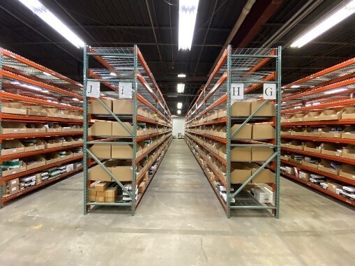 warehouse of shelves