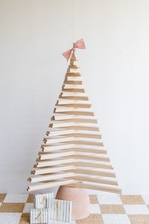 A wooden Christmas tree